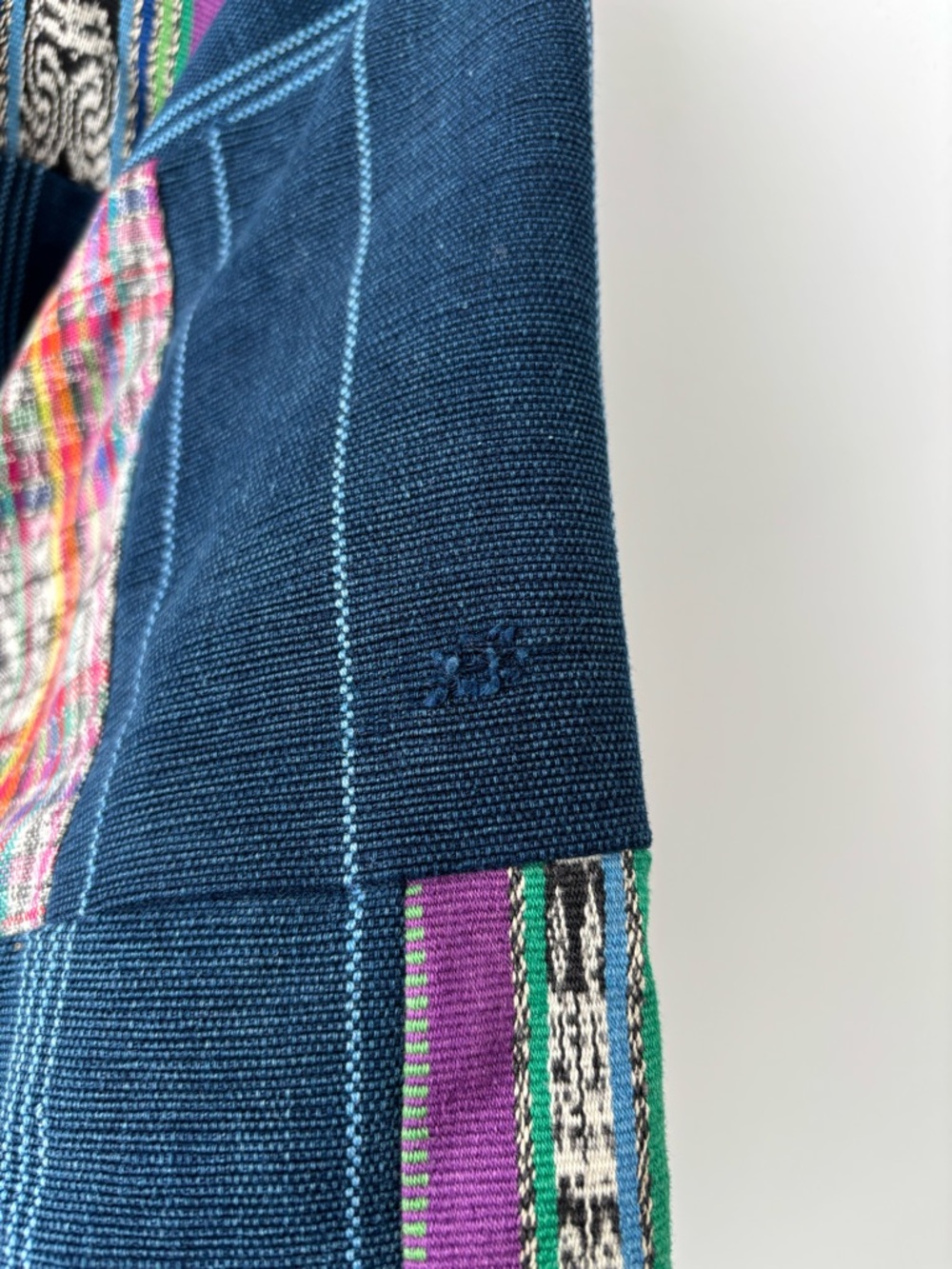 Vintage Patchwork Woven Jacket Ethnic Boho Southwestern Textile Oversized Coat - Picture 7 of 13